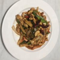 50. Pad Cashew · Sauteed cashew, onion, scallions, bell peppers, carrots, celery, baby corn and dried chili w...