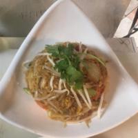 59. Pad Thai Woon Sen · Glass noodles, bean sprouts, egg, brown tofu, scallion, ground peanut and house pad thai sau...