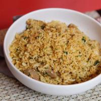 Chicken Biryani · Fragrant rice cooked with seasoned chicken. Gluten-free. Served with 4 oz. of raita (yogurt ...