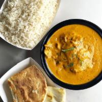 Chicken Bihari Curry · New! Marinated grilled chicken breast in a creamy onion gravy. Comes with 16oz Basmati Rice....