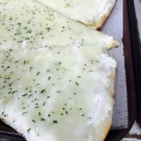 Formaggio Pizza (8 Slices) · Three cheese white pie with chopped garlic. 