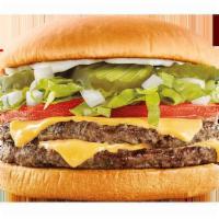 SuperSONIC® Double Cheeseburger · Two juicy, perfectly seasoned, quarter pound, 100% pure beef patties that are layered with t...