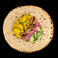 Coconut Curry Wrap · Rich Coconut Cauliflower Potato Curry and Roasted Peppers, with Pickled Onions and Cucumber ...