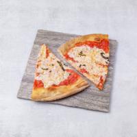 Margherita Pizza · Fresh marinara, roasted garlic, oregano, fresh mozzarella cheese, and thin crust.