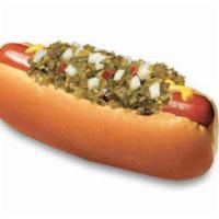 Stadium Hot Dog · Mustard, Ketchup, Relish, Onion.