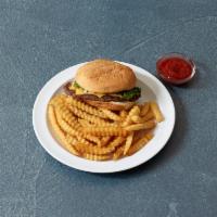 8 oz. Cheeseburger · Served with french fries, lettuce and tomato. 