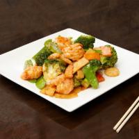 128. Shrimp in Garlic Sauce · Served with steamed rice. Hot and spicy.