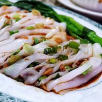 24. Fresh Shrimp Rice Noodles with Chinese Vegetables · Noodle dish made from rice flour and water.