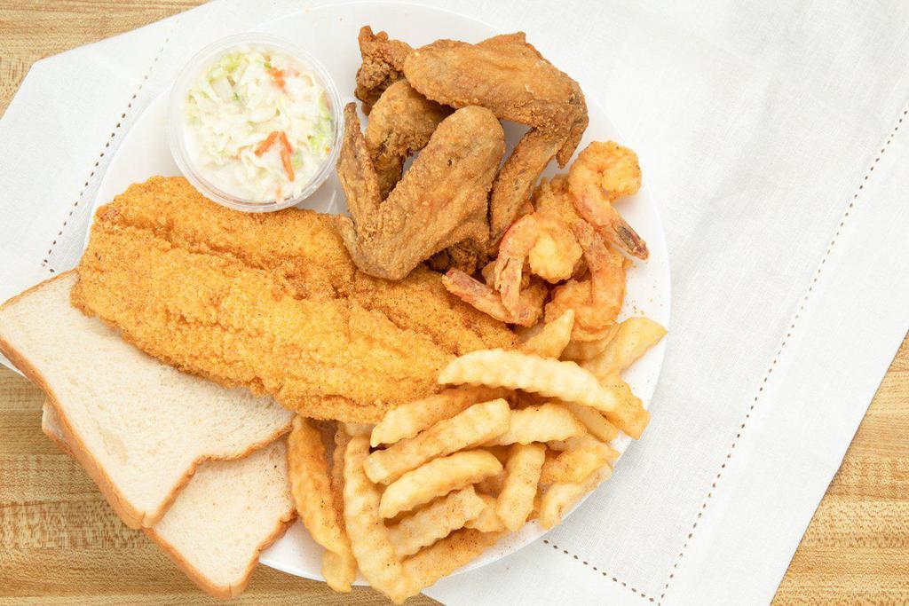 Catfish Fillets Dinner · All fish dinners served with fries, coleslaw, and bread.