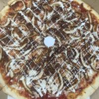 Bacon Chicken Ranch Pizza · Fresh tender chicken with bacon and mozzarella cheese topped with ranch sauce for added flav...