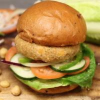 Quinoa Chickpea Burger Plant Based · Quinoa burger made in-house from scratch using the finest and freshest ingredients; quinoa, ...