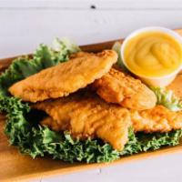 Kids Chicken Tenders · 2 pieces. Served with fries and can soda.   (*Hormone Free Chicken)