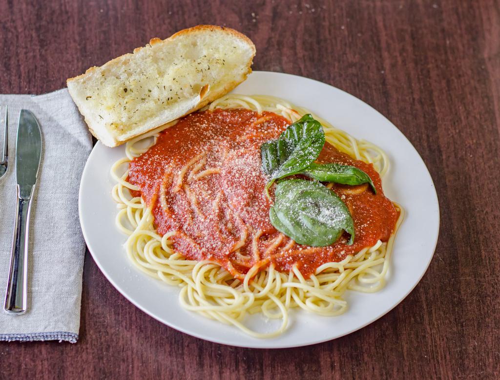 Spaghetti Dinner · Served  side salad and garlic bread.