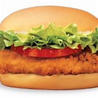 Crispy Chick'n Sandwich · Juicy all-white meat chicken breast topped with crisp lettuce, ripe tomatoes, and salad dres...