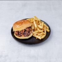 Rib Sandwich · Served with french fries.