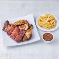 BBQ Combo · 1/2 chicken and 1/2 pork ribs. Served with 2 sides.