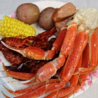 Seafood Box 3(steam) · 2 piece snow crab legs, 1 lb. crawfish and your choice of sausage links or pork. Includes co...