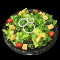Green Salad · Mixture of green leaf and iceberg lettuce, onions, olives, tomatoes, and croutons.