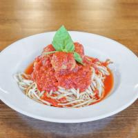 Spaghetti and Meatballs Dinner · Long thing pasta.