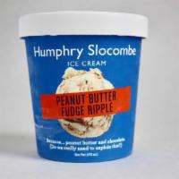 Peanut Butter Fudge Ripple Ice Cream · Creamy peanut butter ice cream marbled with our house-made fudge. So good.