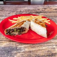 Burrito Jlisco · Flour tortilla wrapped with the meat of your choice, rice, bean, pico de gallo, lettuce and ...