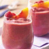 Malibu Slim Power Blend · Peach juice, banana, raspberries, peaches, raspberry sherbet, chromi.