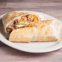 Burrito · With rice, beans, lettuce, tomato, avocado, onions, cilantro, and cheese.