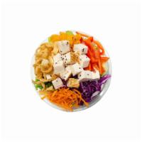 Asian Chicken Salad · Romaine, bell pepper, mandarin oranges, red cabbage, shredded carrots, diced chicken, Asian ...