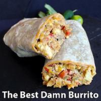 The Best Damn Burrito...Period Breakfast  · Chorizo, bacon, eggs, hash browns, green chile, cheddar & Monterey Jack, bell pepper blend &...