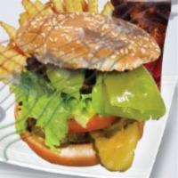 #9 Ortega Burger Combo · Sauce, lettuce, tomato, pickles and chilli.