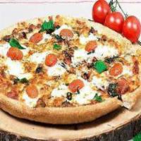 Vegan Florentina · Vegan Al Dente pizza sauce • Fresh Spinach • Diced Tomatoes • Fresh Garlic • Daiya Mozzarell...