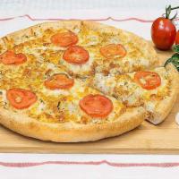 Vegan White Pizza · Olive Oil • Onions • Fresh Garlic • Oregano • Black Pepper • Salt • Daiya Mozzarella Cheese ...