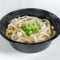 Kake Udon Soup · Plain noodles in hot broth and scallions.
