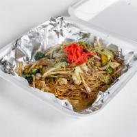 Beef Yakisoba · Stir fried egg noodles with beef and mixed vegetables.