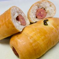 Small sausage and Cheeses Kolaches · Mixed pork and beef Meat sausage (like hot dog). If it's jalapeno option, it's jalapeno on t...
