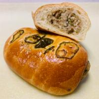 Large Boudin Kolache · No cheeses. If it's jalapeno option, it's jalapeno on top only; not inside.