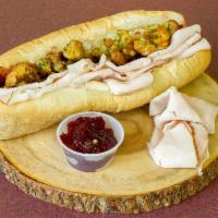 Thanksgiving Sub · Oven Roasted Thin Sliced Turkey w/ Cranberry Sauce and Homemade Stuffing. Add Mayo, Bacon, a...