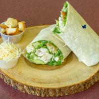 Chicken Caesar Wrap · Fresh Cold Grilled Chicken Chunks, Romaine, Shredded Parmesan, Homemade Croutons, and Creamy...