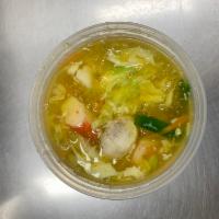 S11. Large Seafood Soup · Served with shrimp, scallops and lobster meat with vegetables.