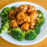 C3. General Tso's Chicken · Chunks of chicken sauteed in a special hot hunan sauce our chef follow general tso's recipe ...