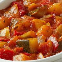 Ratatouille · Stew vegetables slow cooked with squash, tomatoes, eggplant.