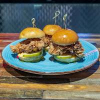 Fried Chicken Sliders · 3 Country Fried Chicken Sliders topped with a Spicy Honey drizzle, our Special House Sauce, ...