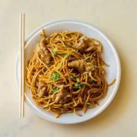 Lo Mein · Stir-fried egg noodles with mixed vegetables in brown sauce.