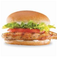 Chicken Bacon Ranch Sandwich · A seasoned grilled chicken filet, white cheese, and thick-cut applewood smoked bacon, topped...
