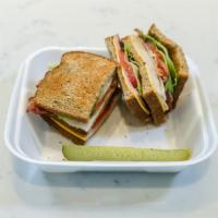 The Club Sandwich Lunch · Turkey, ham and bacon with fresh greens, tomato. American or Swiss cheese, on the choice of ...