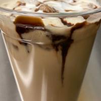 16 oz. Iced Coffee · Caramel, macchiato, white mocha, mocha or vanilla. Comes with whole or almond milk.