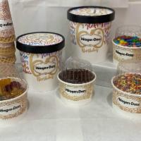 Sundae Kit · Two Pints or Quarts of Ice Cream with 3 dry toppings and your choice of hot fudge or hot car...