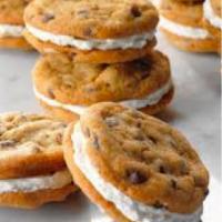 Sandwich Cookie · 2 chocolate chip cookies with a royal icing filling.