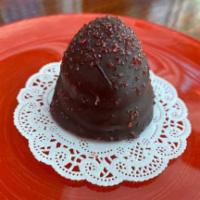 Cherry-Vanilla Truffles · Two (2) truffles - White chocolate mousse stuffed with a Bordeaux cherry. Covered in dark ch...