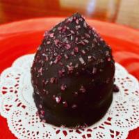 Dark Rose Truffles · Dark chocolate mousse with natural rose essence, in a dark chocolate shell.